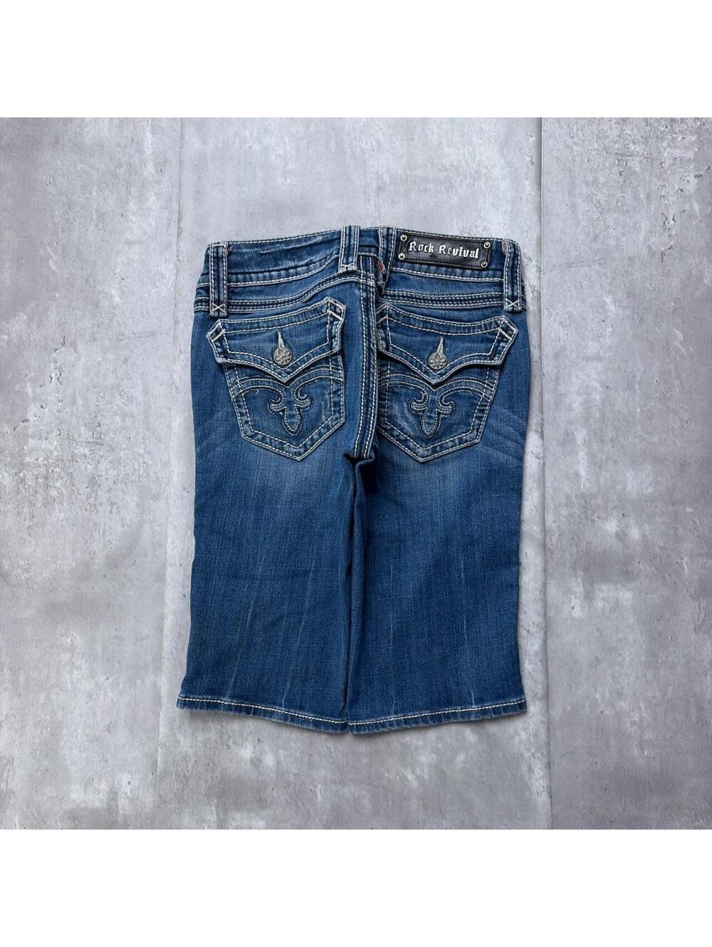 Y2K Blue Rock Revival Grunge Gothic Debbie Bermuda Denim Shorts